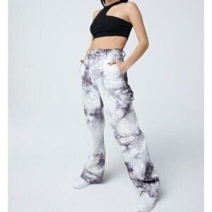 Social Tourist Womens Baggy Jeans Juniors Size 5 White Straight Wide Leg Tie Dye